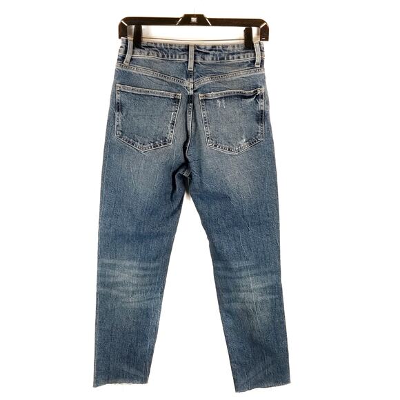 Zara High Rise Distressed Cropped Mom Raw Hem Jeans Size 4 - Picture 2 of 6